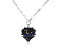LYDSKGEQ Stars And Moon Urn Necklaces for Ashes Personalized Human Pet Cremation Jewelry Customized Keepsake Locket Pendant with Filling Kit Memorial Gift for Dog Cat Lover Women Men(Heart)