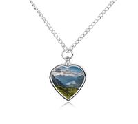 LYDSKGEQ Switzerland Alps Urn Necklaces for Ashes Personalized Human Pet Cremation Jewelry Customized Keepsake Locket Pendant with Filling Kit Memorial Gift for Dog Cat Lover Women Men(Heart)