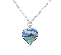 LYDSKGEQ Tahiti Beach Urn Necklaces for Ashes Personalized Human Pet Cremation Jewelry Customized Keepsake Locket Pendant with Filling Kit Memorial Gift for Dog Cat Lover Women Men(Heart)
