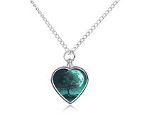 LYDSKGEQ Teal Tree in Moonlight Urn Necklaces for Ashes Personalized Human Pet Cremation Jewelry Customized Keepsake Locket Pendant with Filling Kit Memorial Gift for Dog Cat Lover Women Men(Heart)