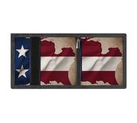 LYDSKGEQ Texas State Flag Slim Rfid Blocking Trifold Wallet for Men Minimalist Front Zipper Pocket 8 Card Slots 1 Id Window & Key Hook Lightweight Credit Card Holder for Work Traveling