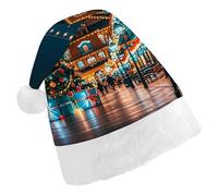 LYDSKGEQ The Glowing Christmas Tree Christmas Hats for Adults Santa Hat Double Layer Comfort & Plush Brim for New Year Festive Holiday Party