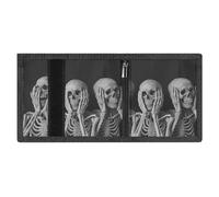 LYDSKGEQ Three Skeletons Slim Rfid Blocking Trifold Wallet for Men Minimalist Front Zipper Pocket 8 Card Slots 1 Id Window & Key Hook Lightweight Credit Card Holder for Work Traveling