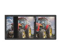 LYDSKGEQ Tractor Theme Slim Rfid Blocking Trifold Wallet for Men Minimalist Front Zipper Pocket 8 Card Slots 1 Id Window & Key Hook Lightweight Credit Card Holder for Work Traveling