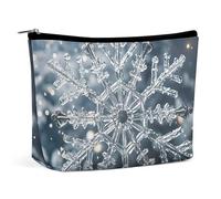 LYDSKGEQ Transparent Snowflake Makeup Bag Wide-Open Travel Bag Organizer for Toiletry Make Up Cosmetic Waterproof Portable Zipper Pouch Purse Lightweight Small Makeupbag Gift for Women Girl