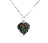 LYDSKGEQ Tulips with Bows Urn Necklaces for Ashes Personalized Human Pet Cremation Jewelry Customized Keepsake Locket Pendant with Filling Kit Memorial Gift for Dog Cat Lover Women Men(Heart)