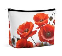 LYDSKGEQ Vivid Poppy Flowers Makeup Bag Wide-Open Travel Bag Organizer for Toiletry Make Up Cosmetic Waterproof Portable Zipper Pouch Purse Lightweight Small Makeupbag Gift for Women Girl
