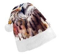 LYDSKGEQ Watercolor Cool Owl Head Christmas Hats for Adults Santa Hat Double Layer Comfort & Plush Brim for New Year Festive Holiday Party