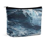 LYDSKGEQ Waves in The Makeup Bag Wide-Open Travel Bag Organizer for Toiletry Make Up Cosmetic Waterproof Portable Zipper Pouch Purse Lightweight Small Makeupbag Gift for Women Girl