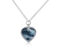 LYDSKGEQ Waves in The Urn Necklaces for Ashes Personalized Human Pet Cremation Jewelry Customized Keepsake Locket Pendant with Filling Kit Memorial Gift for Dog Cat Lover Women Men(Heart)