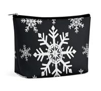 LYDSKGEQ White Snowflake Makeup Bag Wide-Open Travel Bag Organizer for Toiletry Make Up Cosmetic Waterproof Portable Zipper Pouch Purse Lightweight Small Makeupbag Gift for Women Girl