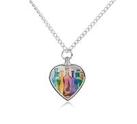 LYDSKGEQ Wine Bottle Art Urn Necklaces for Ashes Personalized Human Pet Cremation Jewelry Customized Keepsake Locket Pendant with Filling Kit Memorial Gift for Dog Cat Lover Women Men(Heart)