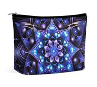 LYDSKGEQ With Blue Light Makeup Bag Wide-Open Travel Bag Organizer for Toiletry Make Up Cosmetic Waterproof Portable Zipper Pouch Purse Lightweight Small Makeupbag Gift for Women Girl