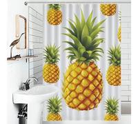 LYDSKGEQ Yellow Pineapple Bathroom Shower Curtain with 12 Plastic Hooks Waterproof Polyester Bath Curtains Thick Boho Farmhouse Window & Door Curtain Room Partition Bathtub Decoration 48x72