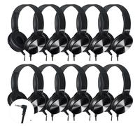 LYDTICK 10 Pack Kids Headphones Bulk for School Classroom, Over-Ear Headphones Wired School Supplies for Kids Students Teachers, 3.5mm Jack(Black)