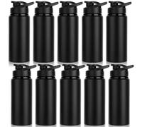 LYDTICK 10 Pack Water Bottles Bulk, 20oz Sports Aluminum Water Bottle with Snap Lids Metal Reusable Leak proof Personalized Bottle for Travel Camping Gym Hiking Fishing(Black)