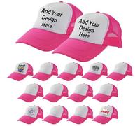 LYDTICK 15 Pack Trucker Hats Bulk Sublimation Blanks Wholesale Mesh Baseball Cap DIY Custom Hats for Men Women, Rose Red, One size