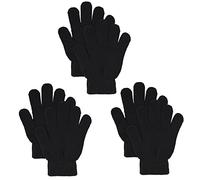 LYDTICK 3 Pairs Winter Magic Gloves Warm Strecty Knit Gloves For Men Women in Common Size, Black, Black Full, One Size Fits All