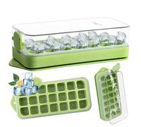 LYDTICK Ice Cube Tray with Lid and Bin, 21 Pcs Ice Cubes Mold for Freezer Easy Release, Quick Filling Without Touching, Green, Small
