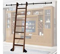 Sliding Library Ladder Hardware Kit 3.3ft-20ft,Round Tube Mobile Ladder Track Home Office Rolling Ladder Rail Full Set Kit,with Floor Roller Wheels(No Ladder) - Black (Size : 10ft/300cm Track kit)