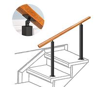 LYDYFC Wooden Handrail Fit 1 Step Outdoor Stair Floor-standing Railing, Adjustable Handrail Stair Rail Safety Hand Rail for Home Garden Lofts Decking Rail Corridor Support Rod, with 2 Posts