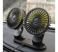 LYEAA 12V 24V Electric Car Cooling Fan 3 Speeds Adjustable Dual Head Vehicle Air Circulator 360 Degree Rotation Dashboard Air Circulator Fan Car Accessories