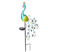 LYEAA 300mAh LED Outdoor Decor Stake Light Metal Peacock Decorative Solar Lights Waterproof Solar Pathway Light Retro for Patio Garden Yard Lawn (Color Light)