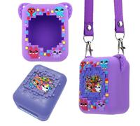 LYEAA 3D Animal Print Silicone Cover Protective Cover with Lanyard Protective Storage Holder Shockproof Anti Drop Washable for Bitzee Digital Pet Interactive Virtual Toy (Purple)