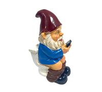LYEAA 3D Dwarf Play Phone Statue Resin Gnome Sculpture Courtyard Dwarf Figurine