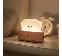 LYEAA Creative Toast Bread LED Night Light USB Rechargeable Timer Switch Bedside Table Lamp Cute Baked Toast Night Light Suitable for Boys and Girls Sleeping Light Home Decoration (Pink)