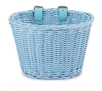 LYEAA Front Plastic Rattan Bike Basket, Front Handlebar Cargo Basket Storage, PE Wicker Bicycle Adjustable Handwoven Kid Adult Bike Handlebar Carrier Bag Pannier Cycling Accessories