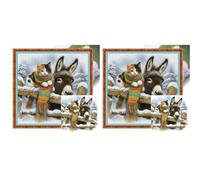 LYEAA Full Embroidery Eco-cotton Thread 14CT painting Printed Cross Stitch Kit Donkey & Cat 40x40cm painting