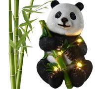 LYEAA Garden Panda Statue Panda Sculptures Solar Light Resin Panda Outdoor Statues Unique Housewarming Gifts Waterproof Solar Powered Home Decor for Porch Patio Lawn Yard