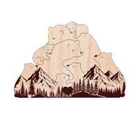 LYEAA Personalised Wooden Bear Puzzle Family Member Names Bear Puzzle for Housewarming (A)