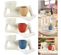 LYEAA Plants Flower Pot Funny Succulent Pots Couch Potato Pot Planter with Drainage Hole Kinky Planter Ornament Resin Desktop Body Flower Pot Home Office Decor(Yellow)