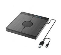 LYEAA Portable External CD/DVD Drive with Dual USB/Type-C, SD/TF Slots, High-Speed Data Transfer for PC