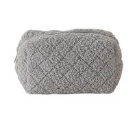 LYEAA Soft Quilted Makeup Purse with Zipper Solid Color Women Plush Cosmetic Bag for Female Girls Daily Use (Grey)