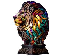 LYEAA Stained Glass Lamp Mermaid Sea Turtle Colored Glass Animal Series Table Night Light Lion Dolphin Wolf Stained Resin Animal Night Light Owl Horse Rooster Elephant for Living Room Bedro