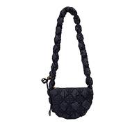 LYEAA Tote Bag Women Satchel Bags Casual Quilted Cloud Bag Ruched Nylon Pleated Solid Color Shopper Purse (Black)