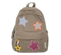LYEAA Trendy Corduroy Star Backpack for Women - Spacious Kawaii Knapsack for Campus, Travel, and Daily Use