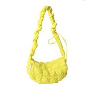 LYEAA Women Crossbody Bag Quilted Padding Pleated Cloud Shoulder Bags Adjustable Straps Girls Tote Purse (Yellow)