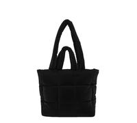 LYEAA Women Puffer Tote Bag Chic Hobo Bag Large Capacity Padded Shoulder Handbag Lightweight Quilted Tote Purse Solid Color Stylish Commuting Bag (Black)