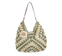 LYEAA Women Straw Beach Shoulder Tote Bag with Sunflower Pendant Summer Handbag(Green) (F)