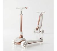 Lyefancy 3 Wheel Scooter for Big Kids Age 3-15, Folding Scooter for Teens, Children Scotter with 5 Adjustable Height and Cup Holder, Flashing PU Wheels, Lean to Steer, Flashing Deck(Whtie+Rose gold)