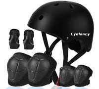 Lyefancy Kids Bike Helmet and Pads Set for 3-13 Years old Boys Girls, Toddler Helmet Protection Gear, Adjustable Safety Kids Helmet Knee Pads Set for Scooter Cycling Skateboard Skating(Black, S)
