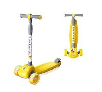 Lyefancy Kids Scooter for 2-10 Years Old Boys Girls, 3 Wheel Toddler Scooter, Childrens Folding Kick Scooter, Light up Wheels, Adjustable Height, Lean to Steer, Extra-Wide Deck(Yellow)