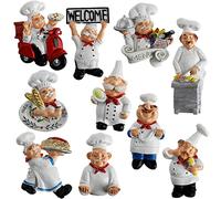 Lyellfe 10 Pieces Chef Fridge Magnets, Italian Chef Figurine Statue Decorations, Cute Funny 3D Resin Baker Refrigerator Stickers for Home, Kitchen, Whiteboard, Cabinets