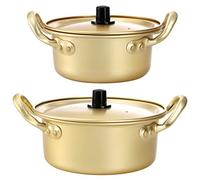Lyellfe 2 Pack Korea Ramen Pot with Lid, Fast Noodles Cooking Pots, Alluminum Shin Ramyun Pot with Handles, Great for Soup, Curry, Pasta and Stew, 2 Sizes