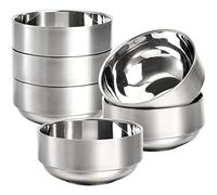 Lyellfe 6 Pack 18/8 Stainless Steel Bowls, 12 Oz/ 340ML Double Walled Insulated Soup Bowls, Unbreakable Snack Bowl Dessert Bowls for Rice, Cereal, Ice Cream, Hot Cold Foods, Lead-free, Dishwasher Safe