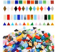 Lyellfe 800g Mosaic Tiles, Mosaic Glass Pieces Bulk in 4 Styles, Mixed Color Stained Glass Pieces for Home Decoration, DIY Crafts, Picture Frames, Premium Quality